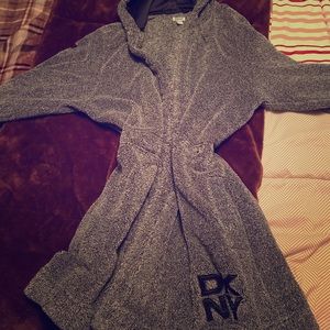 DKNY Robe featuring a silk hood overall fleece